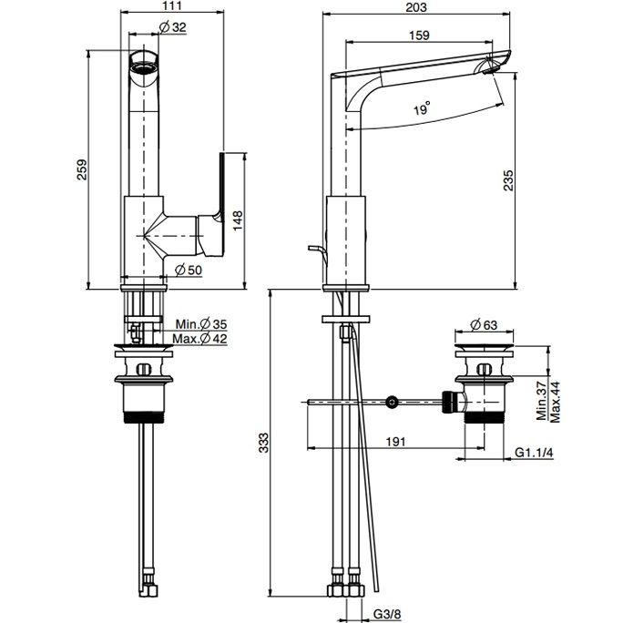 Смеситель для раковины Fima Carlo Frattini Mast F3151FCR.1.ES (хром), с донным клапаном