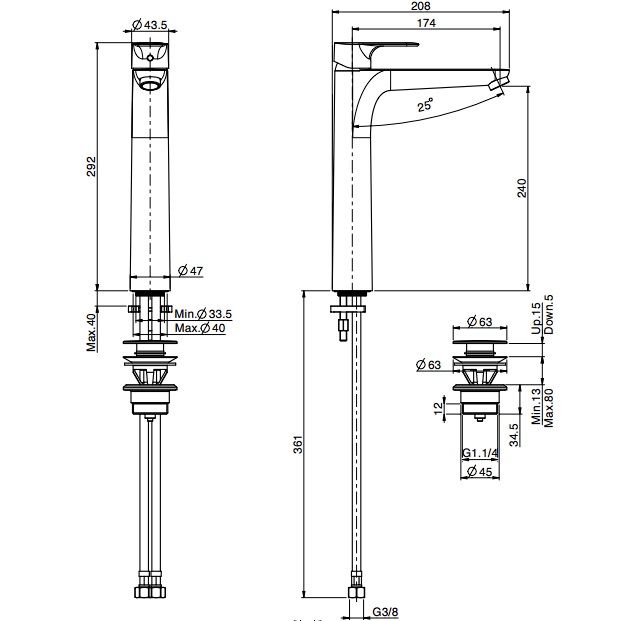 Смеситель для раковины Fima Carlo Frattini Serie 22 F3831/HCR (хром), с донным клапаном