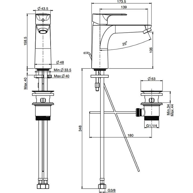 Смеситель для раковины Fima Carlo Frattini Serie 22 F3831LCR.1 (хром), с донным клапаном