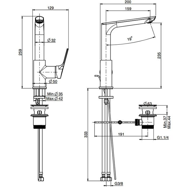 Смеситель для раковины Fima Carlo Frattini Serie 4 F3781FNCR.2 (хром), с донным клапаном