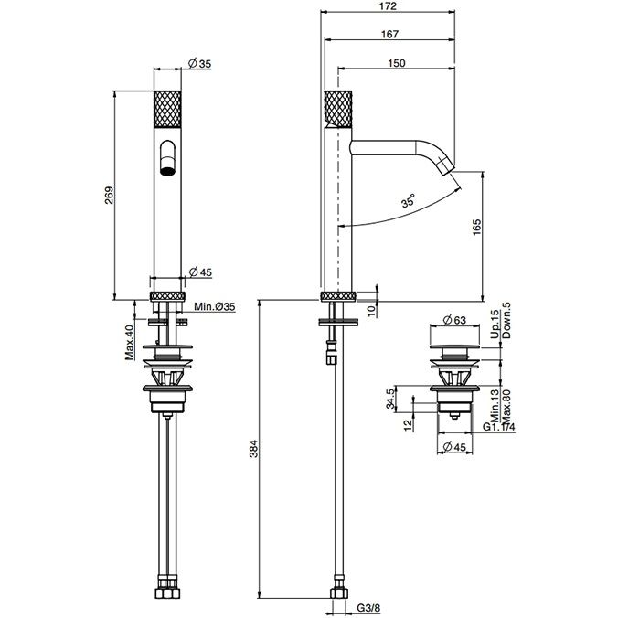 Смеситель для раковины Fima Carlo Frattini Spillo Tech F3031TLXSXOR (золотой), с донным клапаном