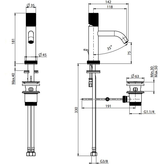 Смеситель для раковины Fima Carlo Frattini Spillo Tech F3031TXSVOR (золотой), с донным клапаном