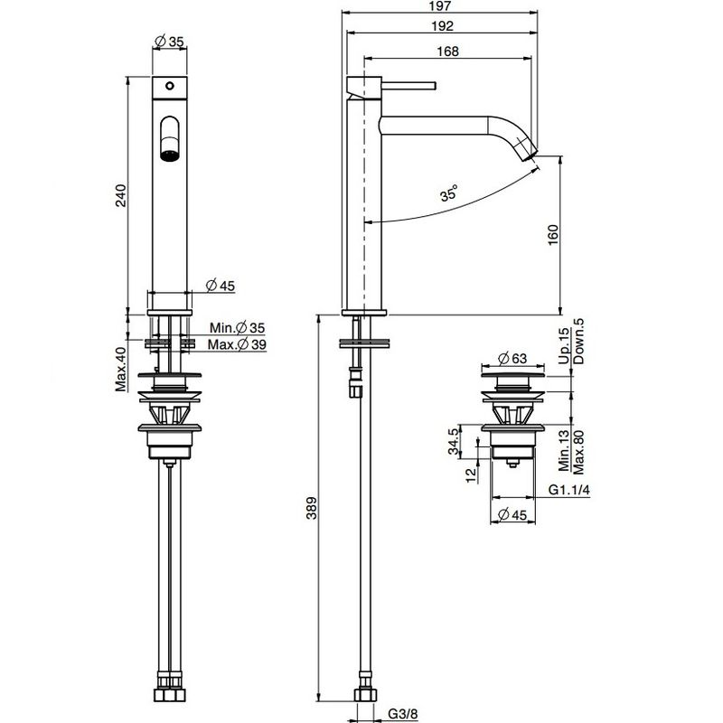 Смеситель для раковины Fima Carlo Frattini Spillo Up F3031LXSOR.1 (золотой), с донным клапаном