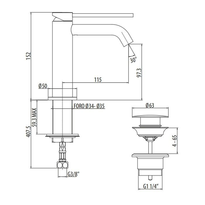 Смеситель для раковины Gattoni Circle Two 9142/91C0 cr