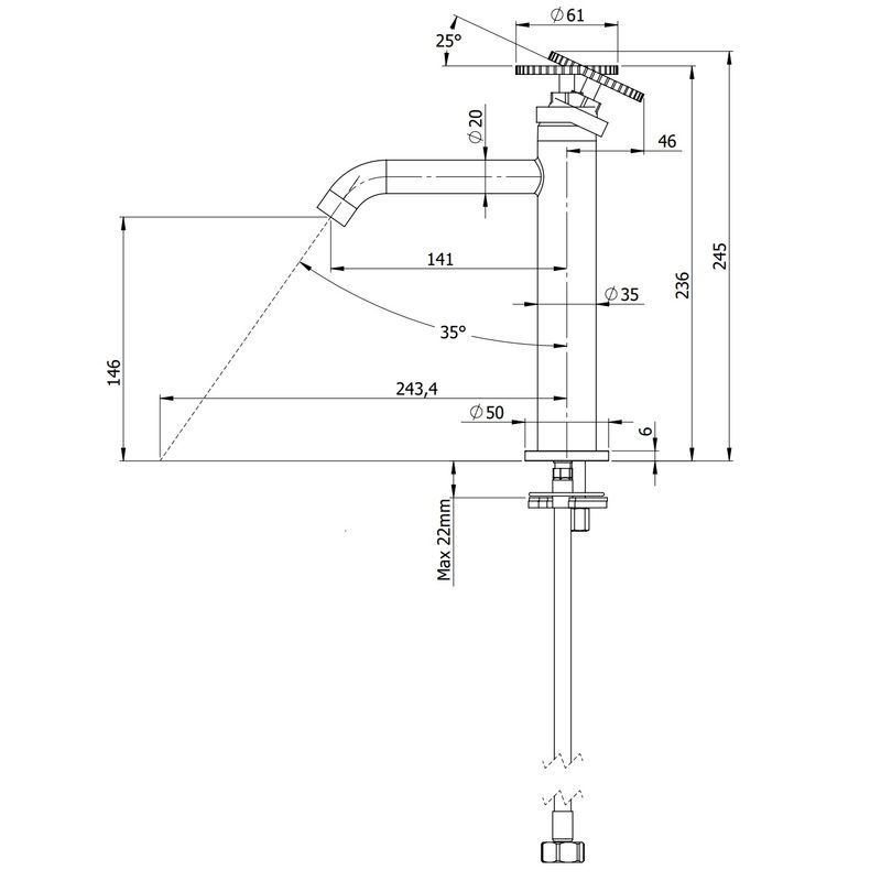Смеситель для раковины накладной Remer Chrono CH12ARP (медь брашированная), без донного клапана
