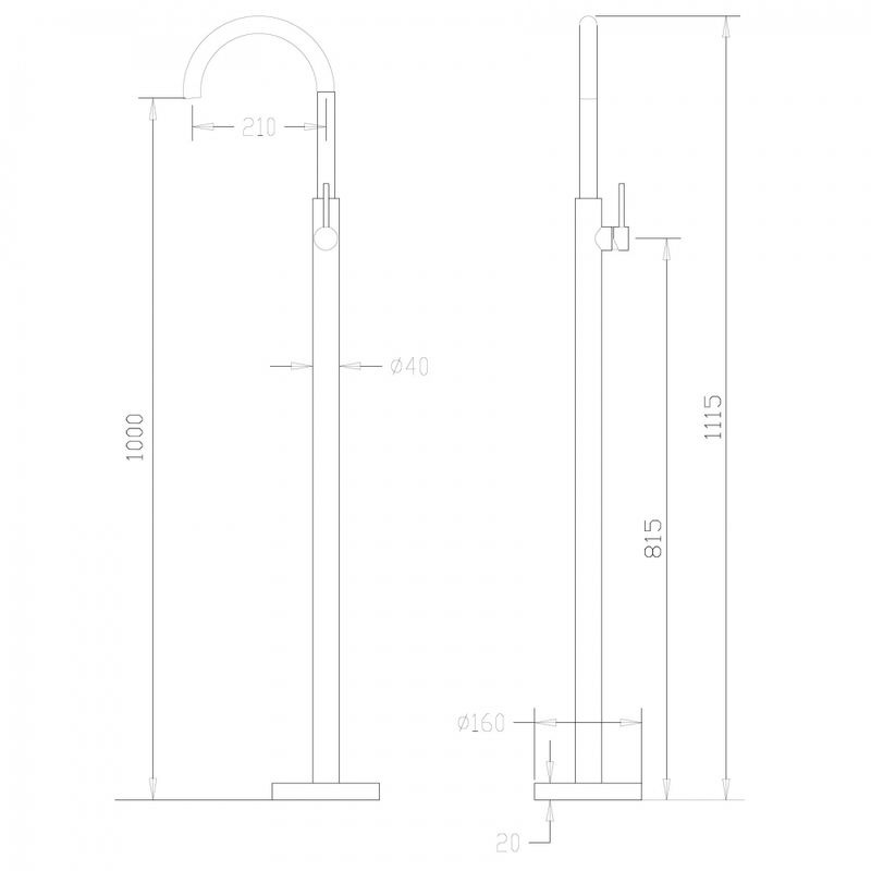 Смеситель для раковины напольный Abber Wasser Kreis AF8141B (черный матовый), без донного клапана