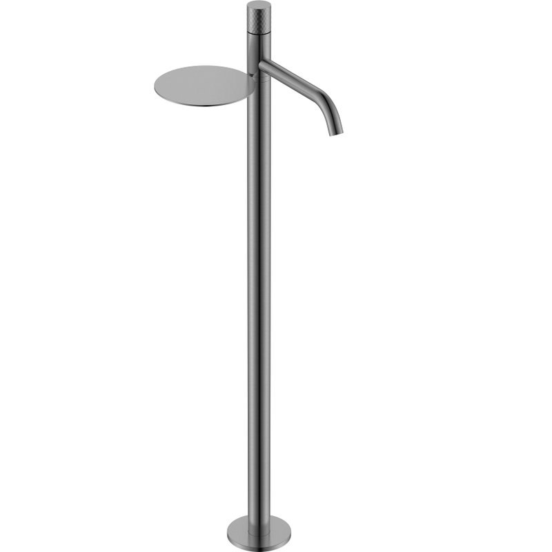 Смеситель для раковины напольный Boheme Stick Diamond 120-GM (оружейный металл), с полкой