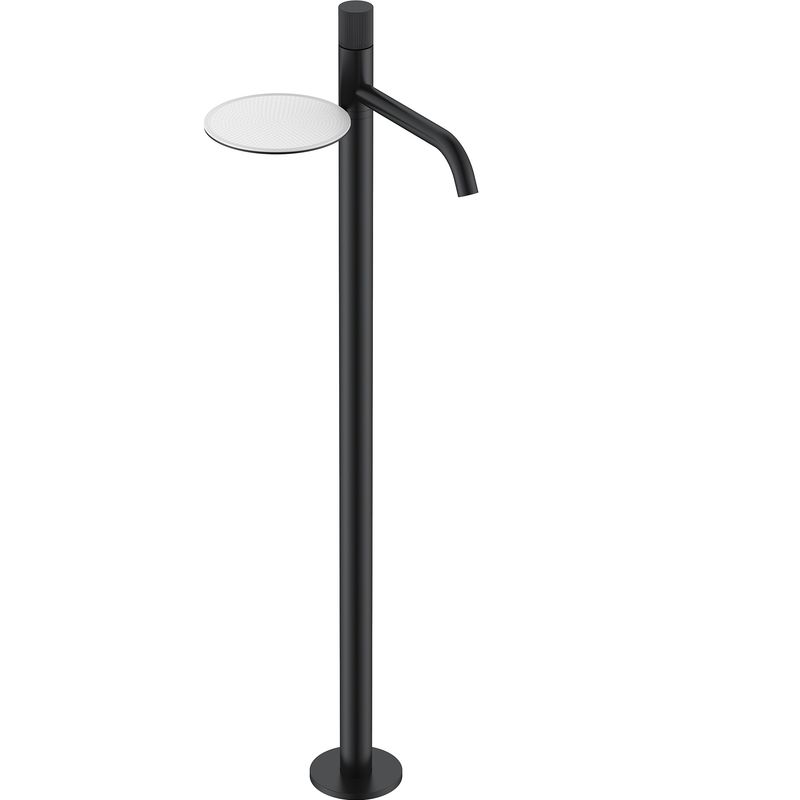 Смеситель для раковины напольный Boheme Stick Linea 120-BB.3 (черный матовый), с полкой