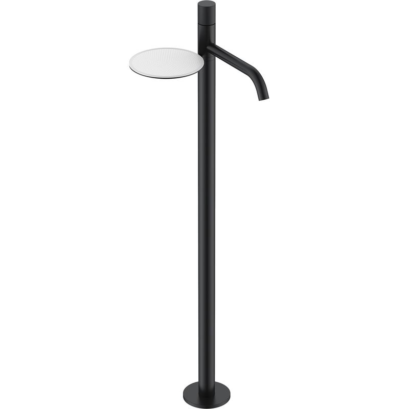 Смеситель для раковины напольный Boheme Stick Spirale 120-BB.4 (черный матовый), с полкой