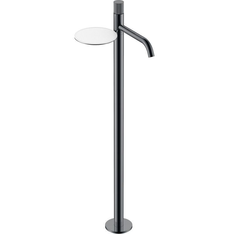 Смеситель для раковины напольный Boheme Stick Linea 120-SGM.3 (оружейный металл глянцевый), с полкой