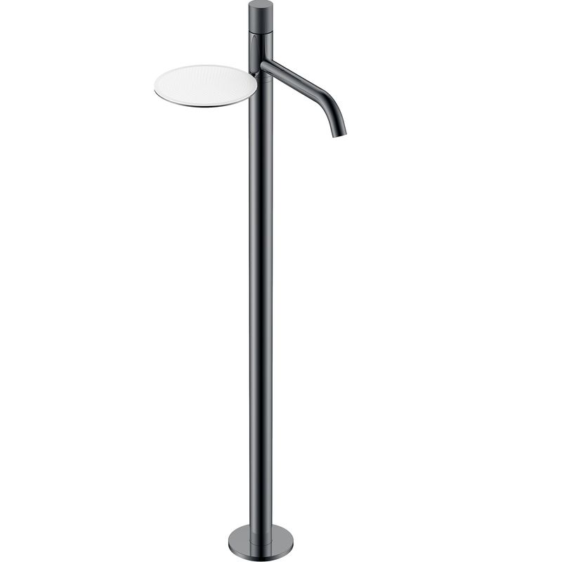 Смеситель для раковины напольный Boheme Stick Spirale 120-SGM.4 (оружейный металл глянцевый), с полкой