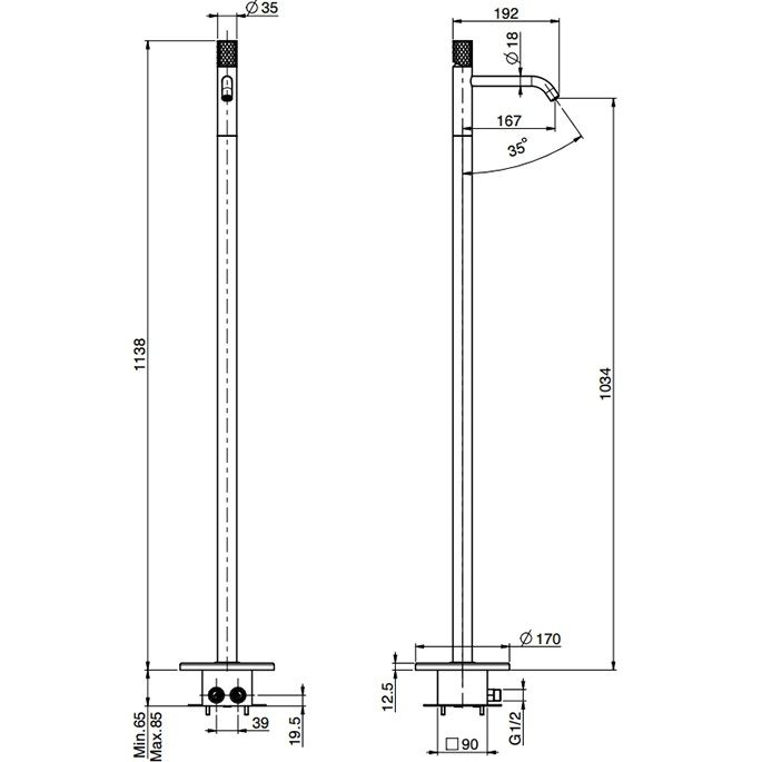 Смеситель для раковины напольный Fima Carlo Frattini Spillo Tech F3031T/PNXNS (черный матовый)