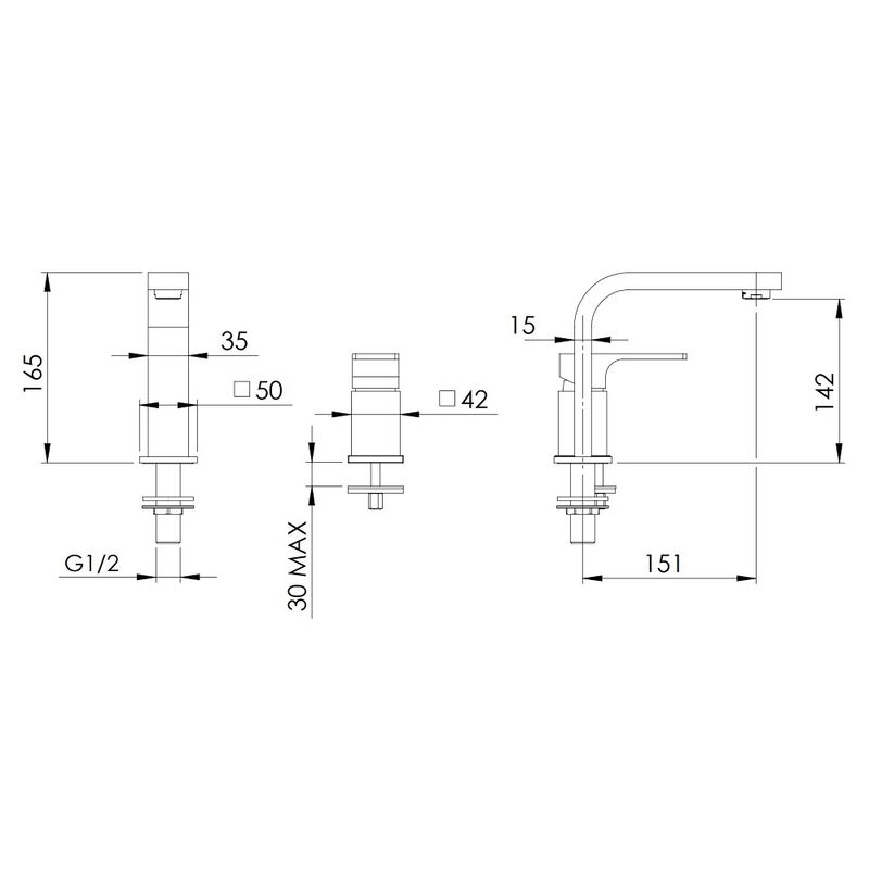 Смеситель для раковины Remer Absolute Brushed Gold AU57BG (золото брашированное)