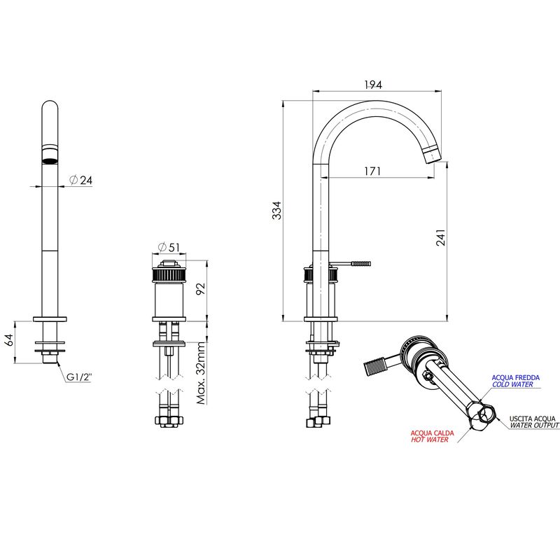 Смеситель для раковины Remer Atelier AL57LBO (белый матовый), без донного клапана