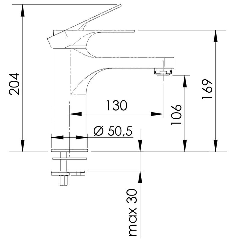 Смеситель для раковины Remer Class Line L11L (хром), без донного клапана