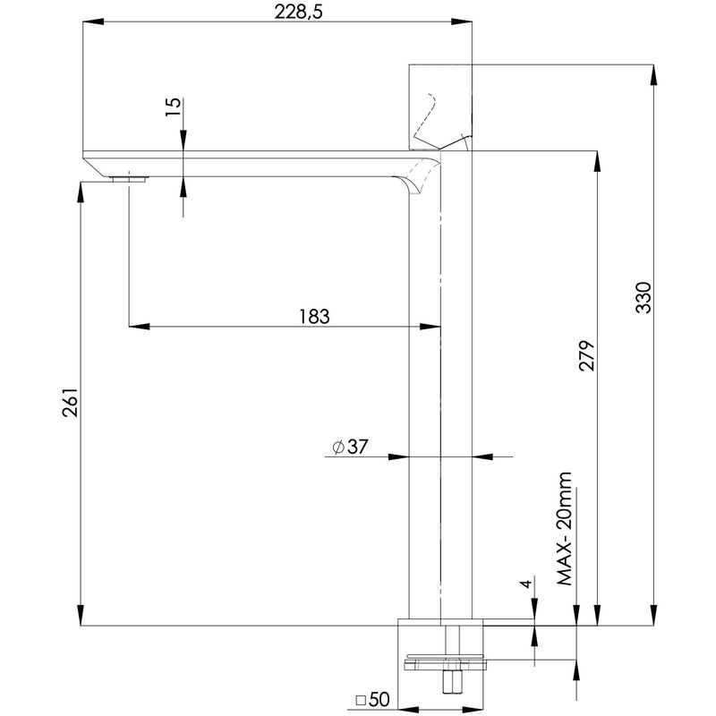 Смеситель для раковины Remer Edge EG512LXL (хром), без донного клапана