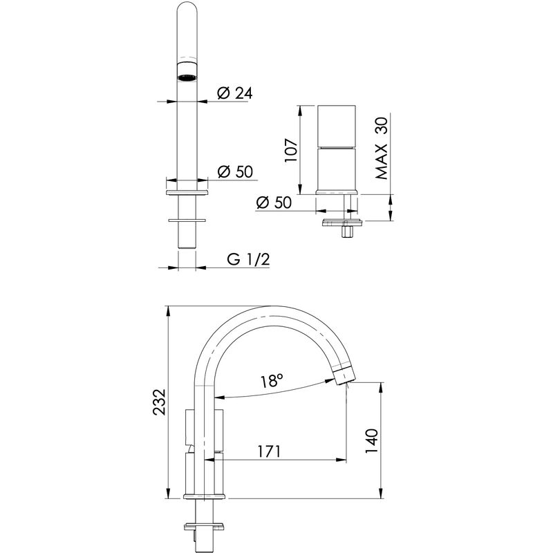 Смеситель для раковины Remer Edge EG557BG (золото брашированное), без донного клапана
