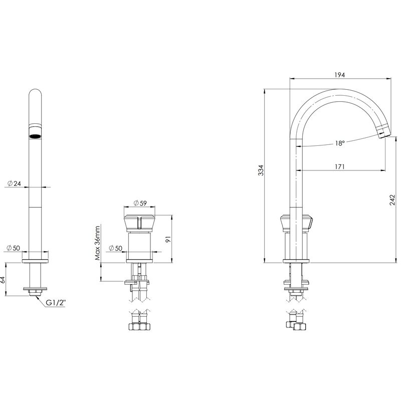 Смеситель для раковины Remer Element ET57L (хром), без донного клапана