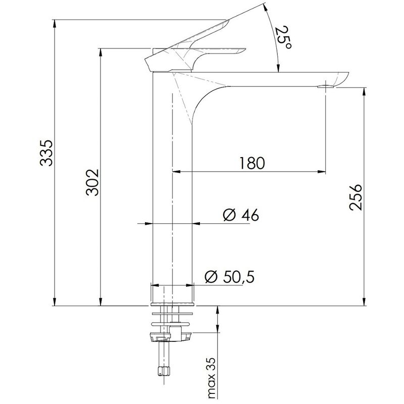 Смеситель для раковины Remer Infinity I10L (хром), с донным клапаном