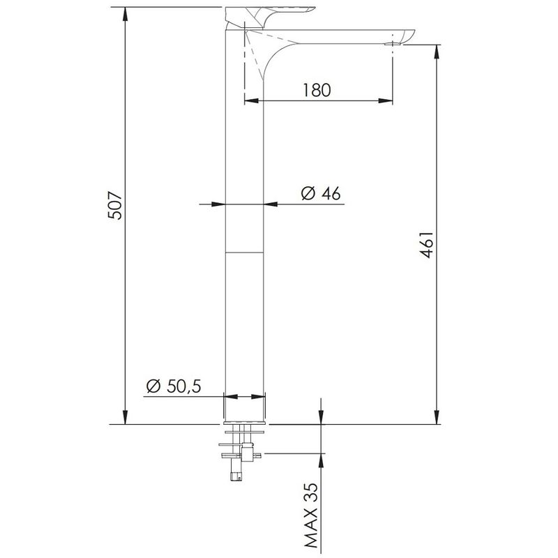 Смеситель для раковины Remer Infinity I11LXXL (хром), без донного клапана, высокий корпус