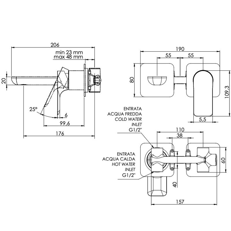 Смеситель для раковины Remer Infinity I15PXV (сталь), без донного клапана