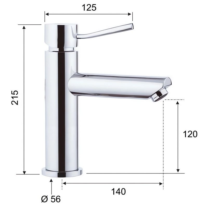 Смеситель для раковины Remer Minimal N11A (хром), 21.5 см, без донного клапана
