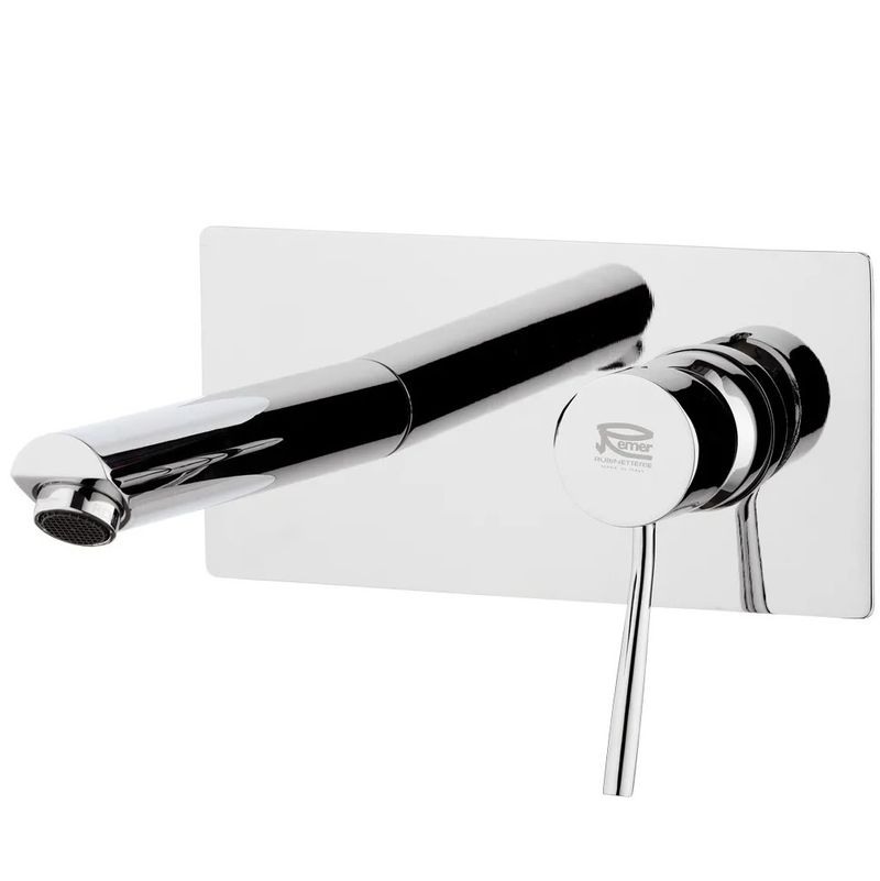 Смеситель для раковины Remer Minimal N15 (хром), 18 см, скрытая часть в комплекте, встраиваемый, горизонтальная установка