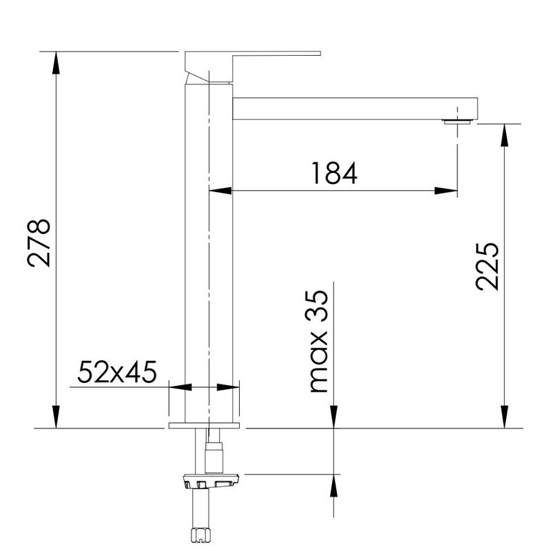 Смеситель для раковины Remer Q-Design QD10LXL (хром), 27.8 см, с донным клапаном