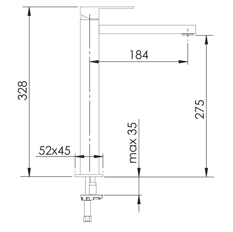 Смеситель для раковины Remer Q-Design QD10LXXL (хром), 32.8 см, с донным клапаном