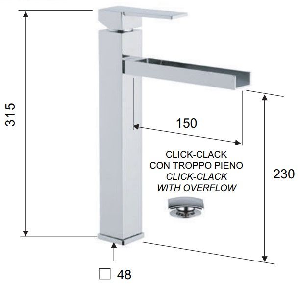 Смеситель для раковины Remer Qubika Cascata QC10L (хром)