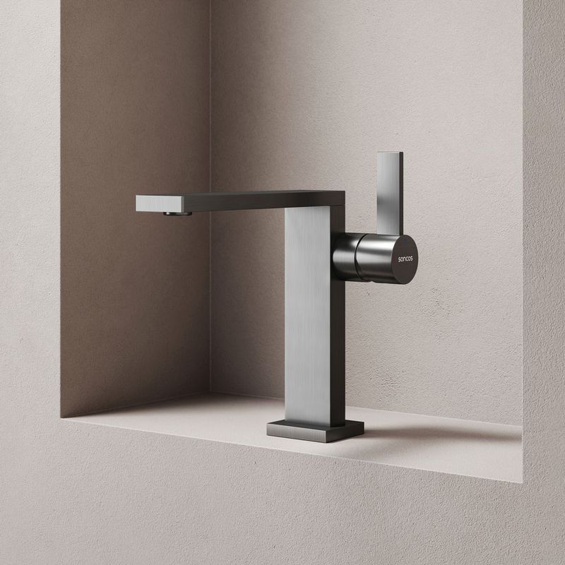 Смеситель для раковины Sancos Линн (Linn) SC9019GG (вороненая сталь), без донного клапана