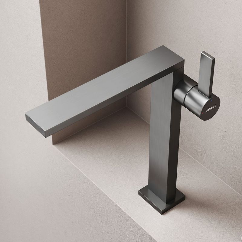 Смеситель для раковины Sancos Линн (Linn) SC9020GG (вороненая сталь), без донного клапана