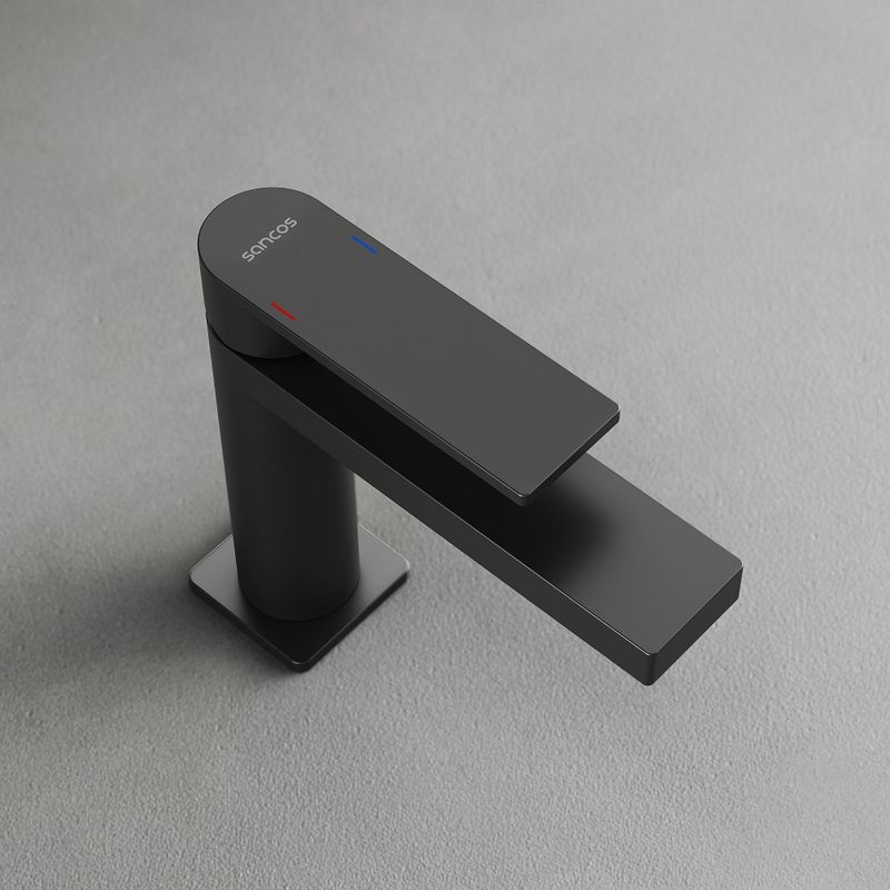 Смеситель для раковины Sancos Студия (Studio) SC9015MB (черный матовый), без донного клапана
