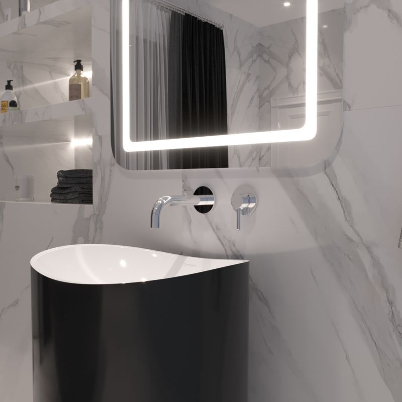 Смеситель для раковины скрытого монтажа 18 см. Whitecross Серия Y Y1216CR (хром), без донного клапана