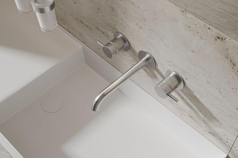Смеситель для раковины скрытого монтажа Abber Wasser Kreis 316 AF81123BST-L (сталь брашированная)