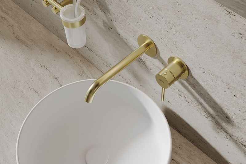 Смеситель для раковины скрытого монтажа Abber Wasser Kreis 316 AF8112BG-M (золото брашированное)