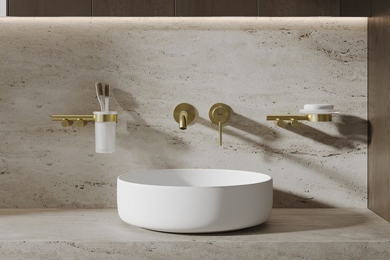 Смеситель для раковины скрытого монтажа Abber Wasser Kreis 316 AF8112BG-M (золото брашированное)