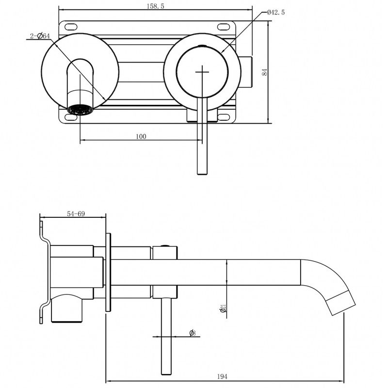 Смеситель для раковины скрытого монтажа Abber Wasser Kreis 316 AF8112BG-M (золото брашированное)