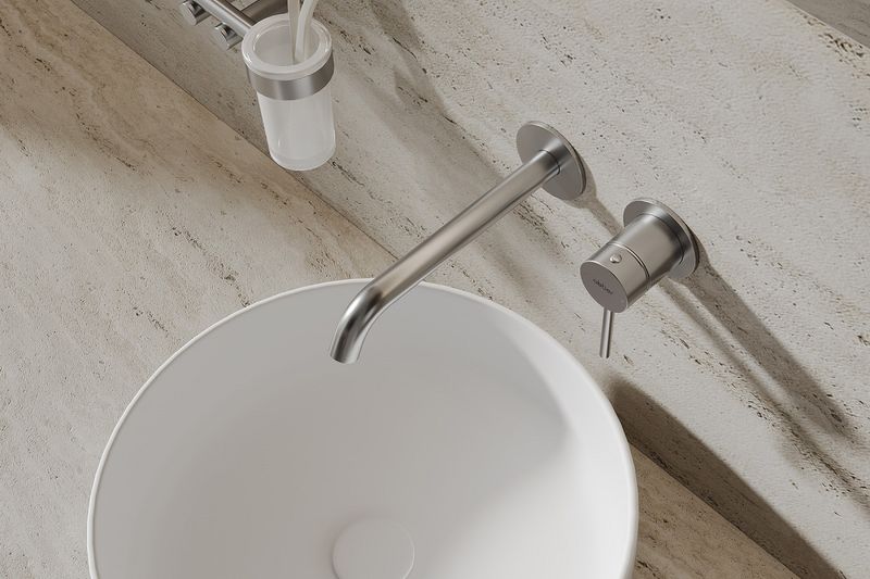 Смеситель для раковины скрытого монтажа Abber Wasser Kreis 316 AF8112BST-M (сталь брашированная)