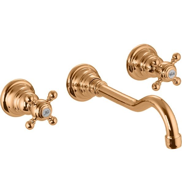 Смеситель для раковины скрытого монтажа 19.9 см. Fima Carlo Frattini Elizabeth F5081L/5BR (бронза), с донным клапаном