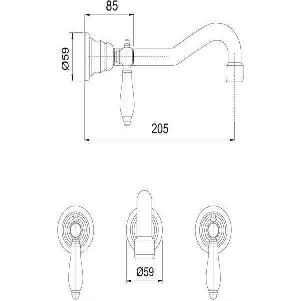 Смеситель для раковины скрытого монтажа Fima Carlo Frattini Herend F5401L/5CBCR (хром)