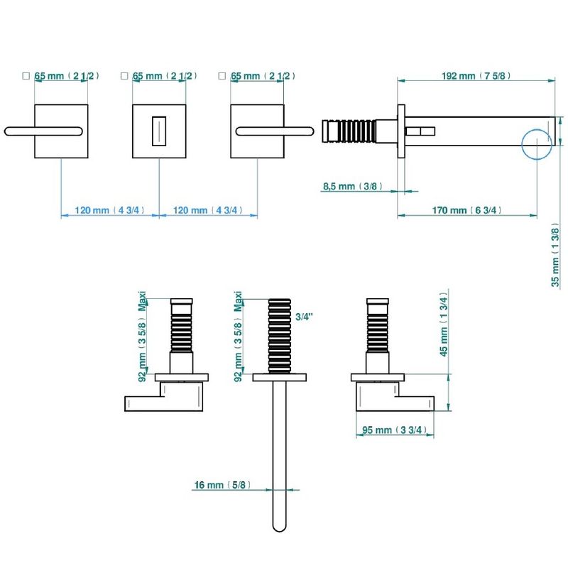 Смеситель для раковины скрытого монтажа ICON-X metal U7H-F01-40GB (золотой)