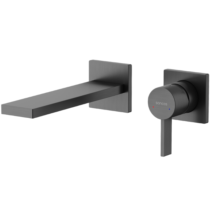 Смеситель для раковины скрытого монтажа Sancos Линн (Linn) SC9021GG (вороненая сталь), с внутренней частью
