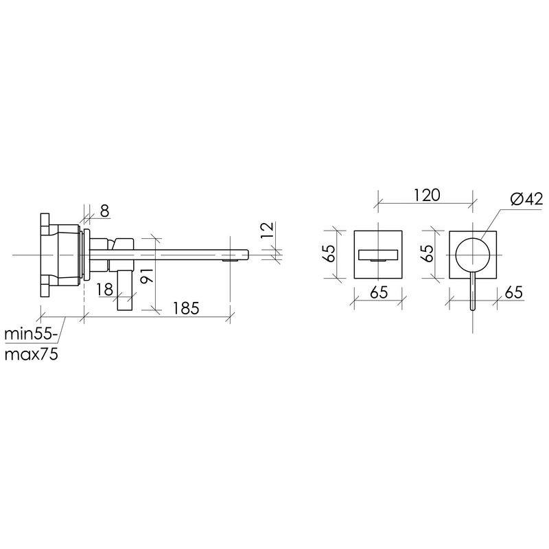 Смеситель для раковины скрытого монтажа Sancos Линн (Linn) SC9021MB (черный матовый), с внутренней частью