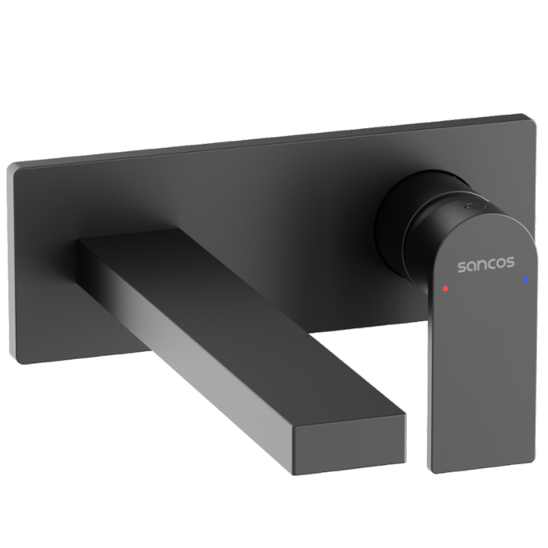 Смеситель для раковины скрытого монтажа Sancos Студия (Studio) SC9017MB (черный матовый), с внутренней частью