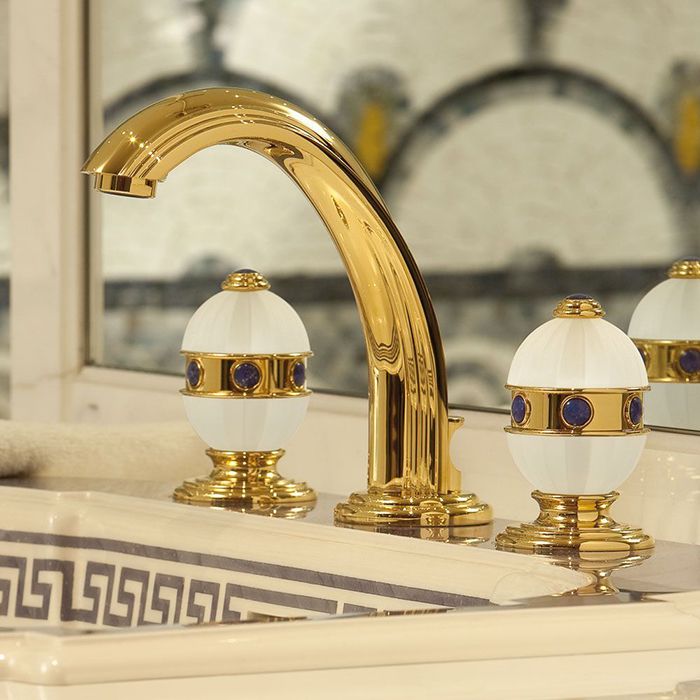 Смеситель для раковины THG Amboise Lapis Lazuli A1K-F01-151 (золотой, лазурит), с донным клапаном