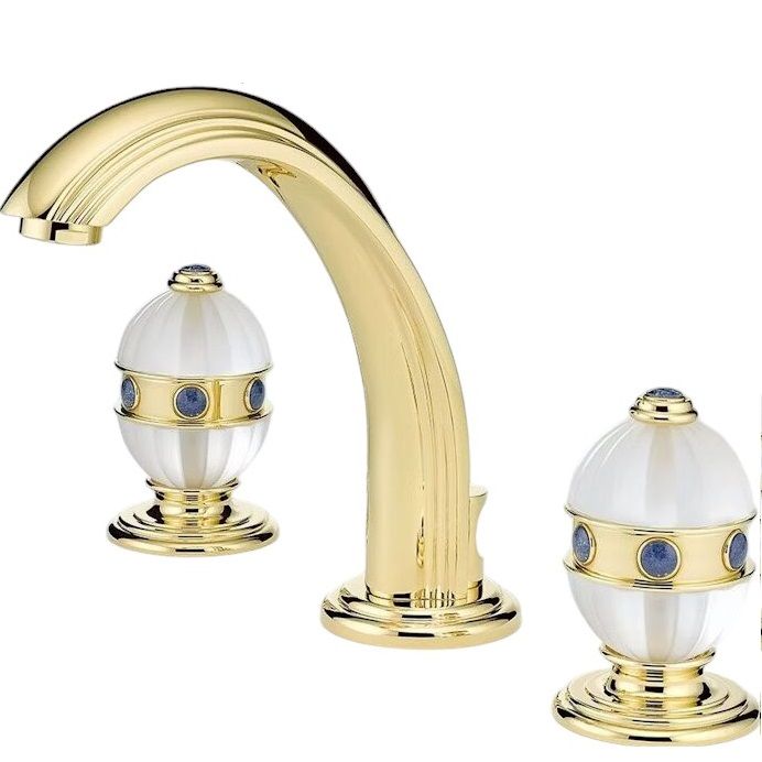 Смеситель для раковины THG Amboise Lapis Lazuli A1K-F01-151 (золотой, лазурит), с донным клапаном