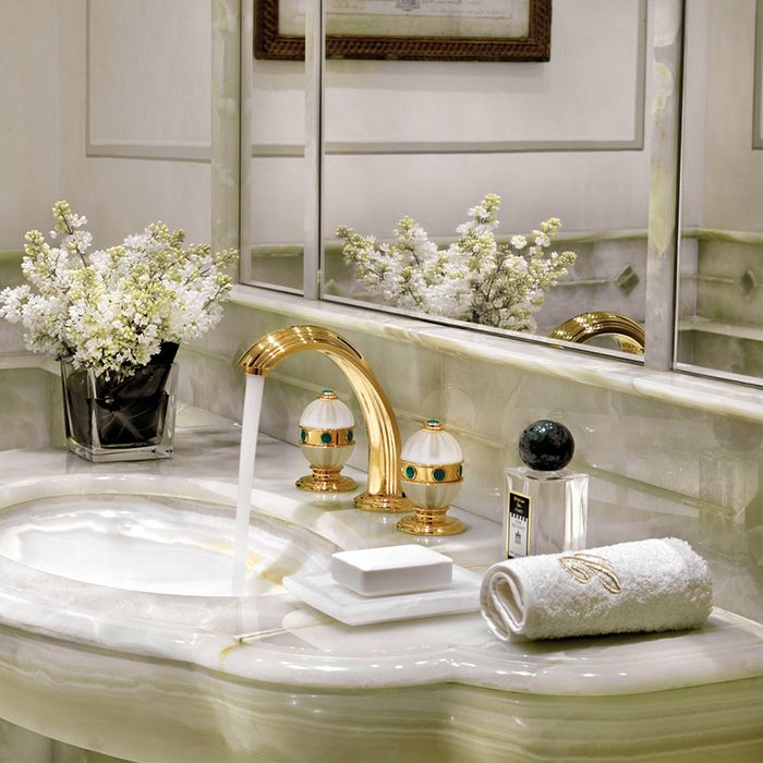 Смеситель для раковины THG Amboise Malachite A1J-F01-151 (золотой, малахит), с донным клапаном