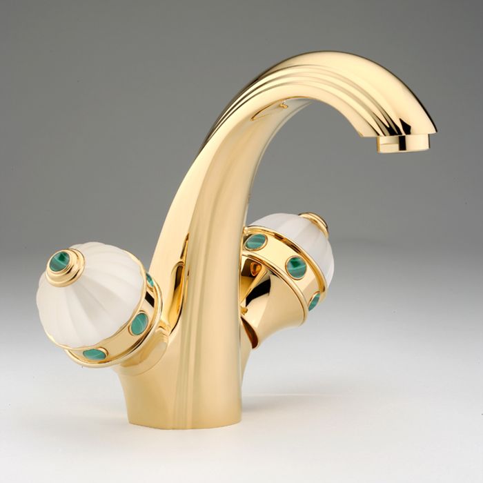 Смеситель для раковины THG Amboise Malachite A1J-F01-2155 (золотой, малахит), с донным клапаном
