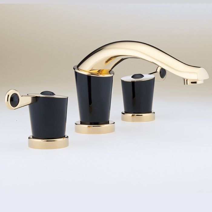 Смеситель для раковины THG Bagatelle pierre noire U3F-F01-151 (золотой, черный), с донным клапаном